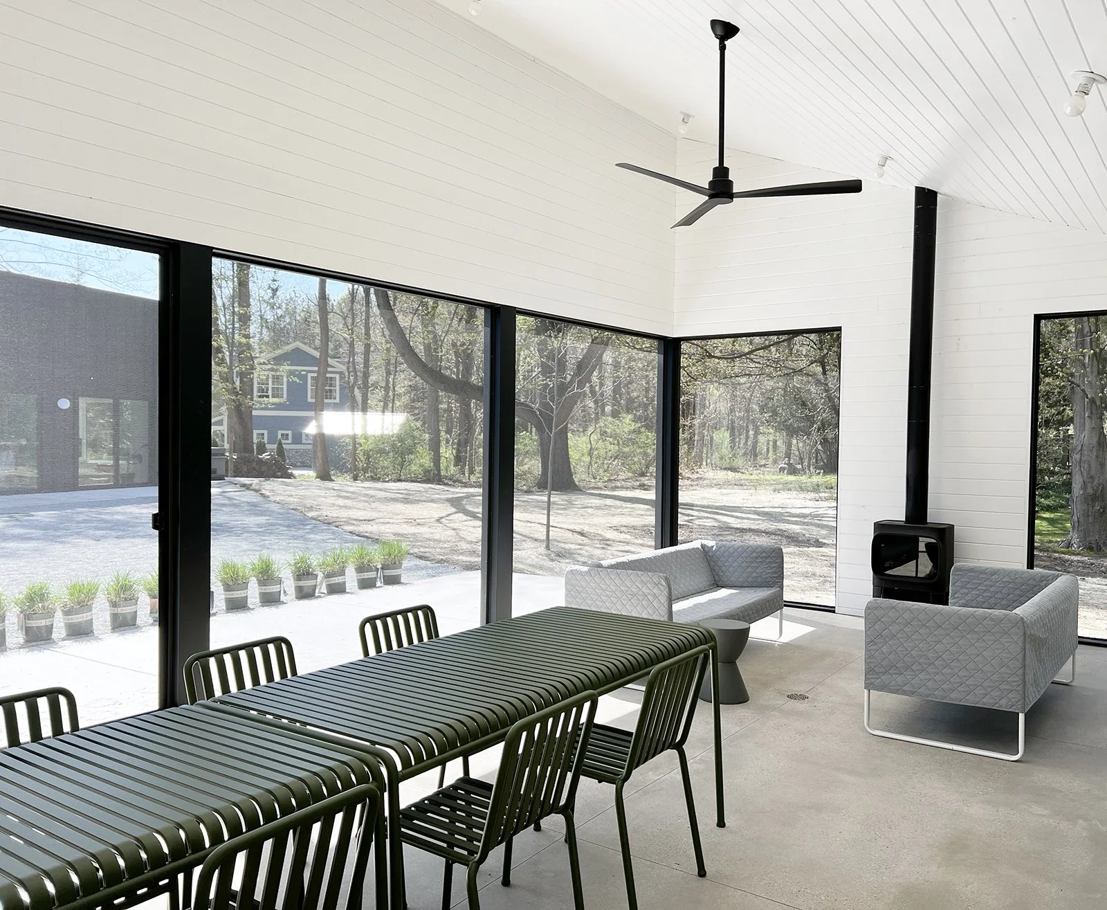 UrbanLab Architects single family one story courtyard house black